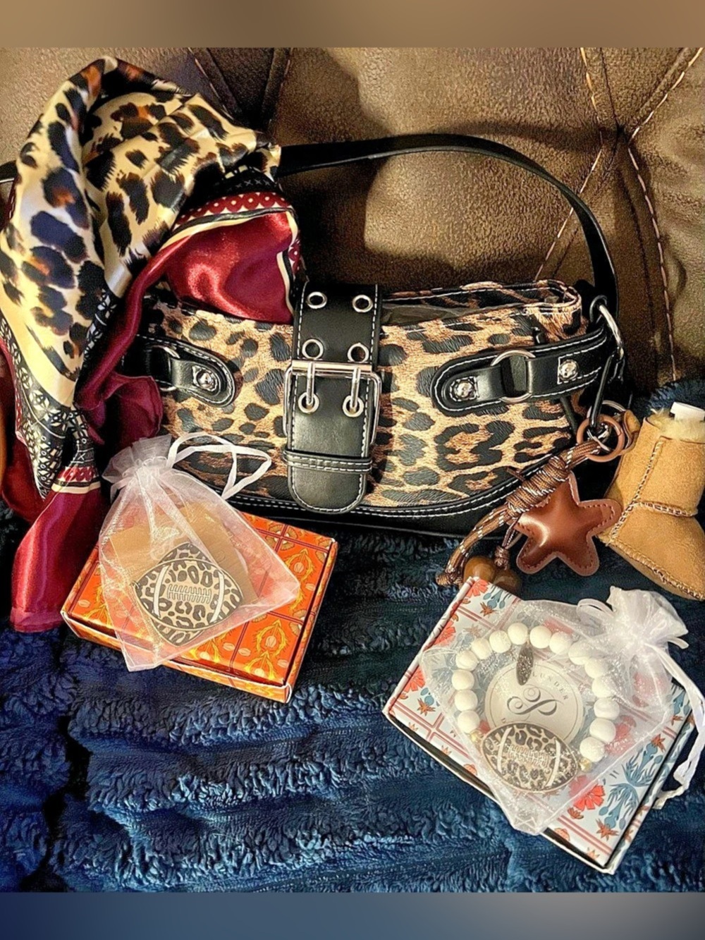 Leopard Print Shoulder Bag with Chain Detail